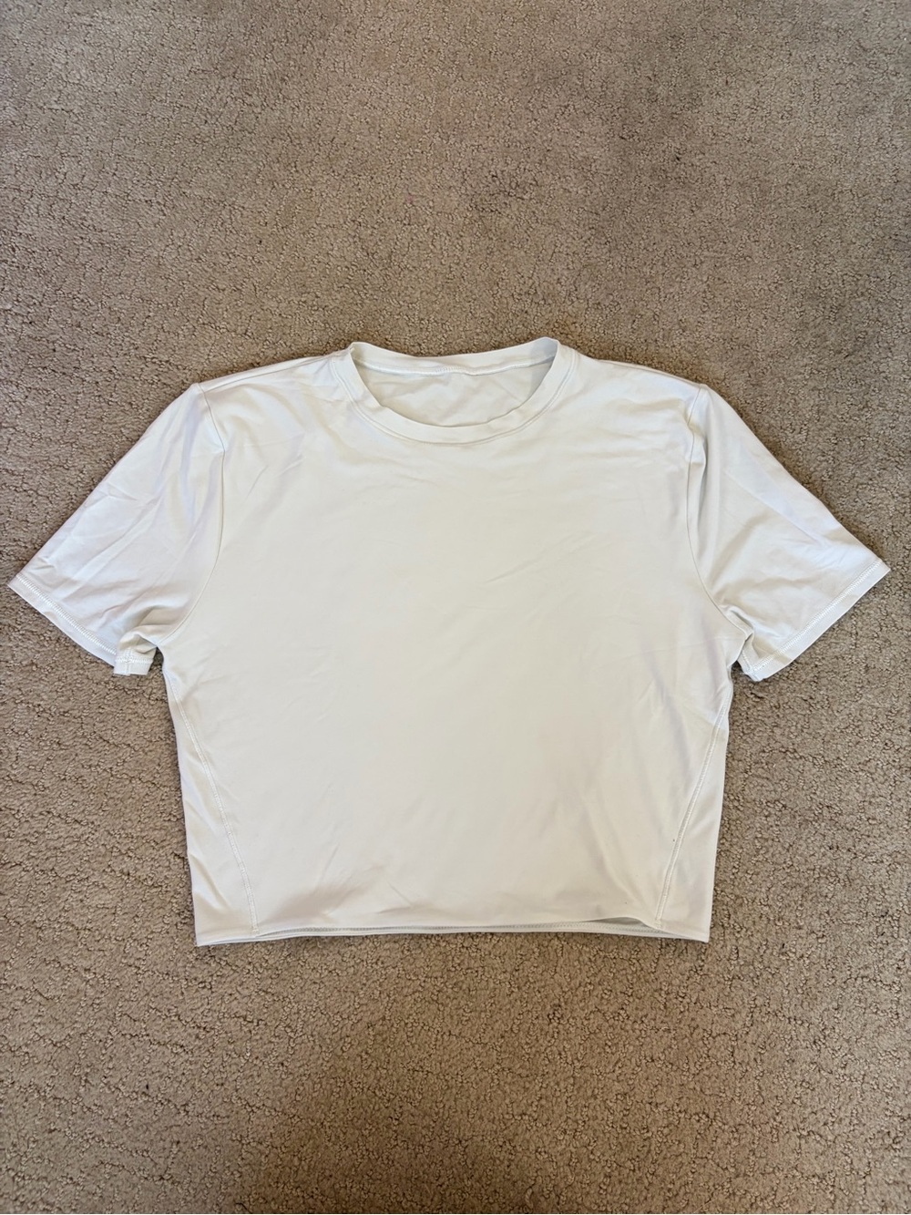 Lululemon Wundermost Ultra-Soft Nulu Crewneck
Cropped T-Shirt - Light Ivory